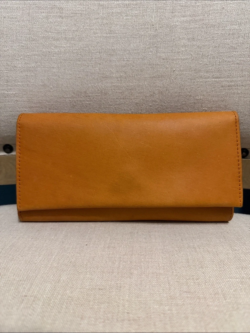 ABLE Handmade “Debre” Large Trifold Leather Wallet in Signature Cognac